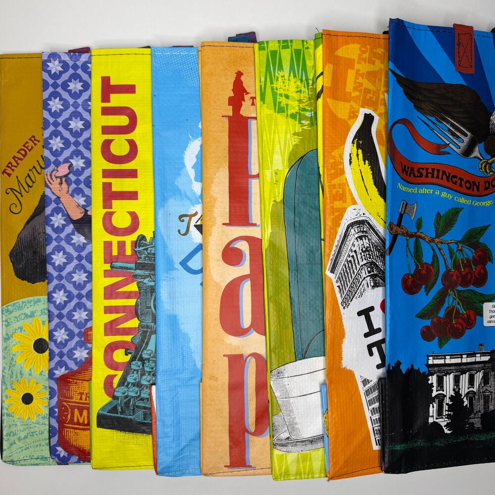 Set of 8 — Trader Joe’s Tote Bags North East USA State — DC VA MD DE PA NJ NY CT